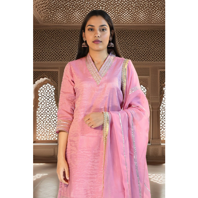 Luxe Tissue and Cotton Embroidered Sharara Set