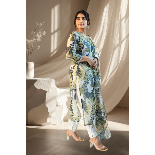 Tropical Breeze Cotton Silk Kurta Set