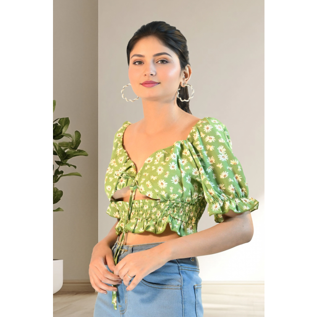 Flirty Ruffle Lace-Up Top