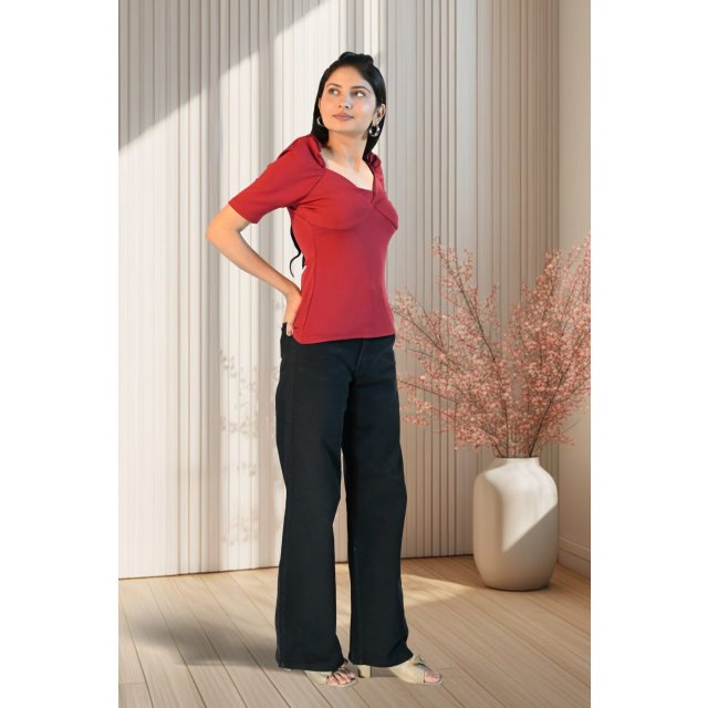 Classic Maroon Blouse Top