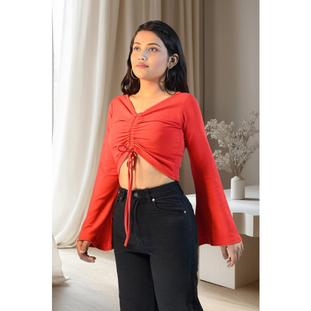 Trendy Red Front Tie Top